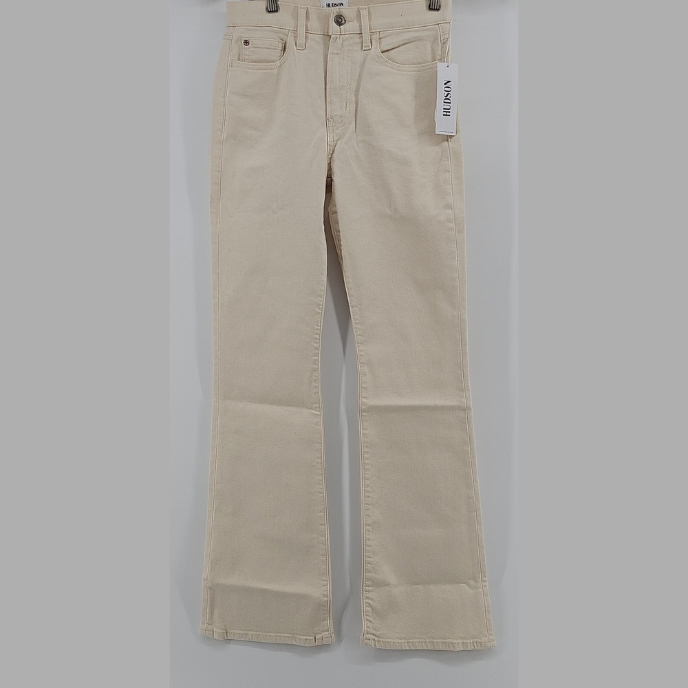 Hudson Womens Blair Jeans Cotton Blend Cream Size 25 High Rise Flare Leg
